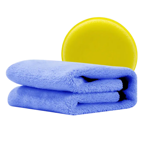 Microfiber towel and cleaning sponge