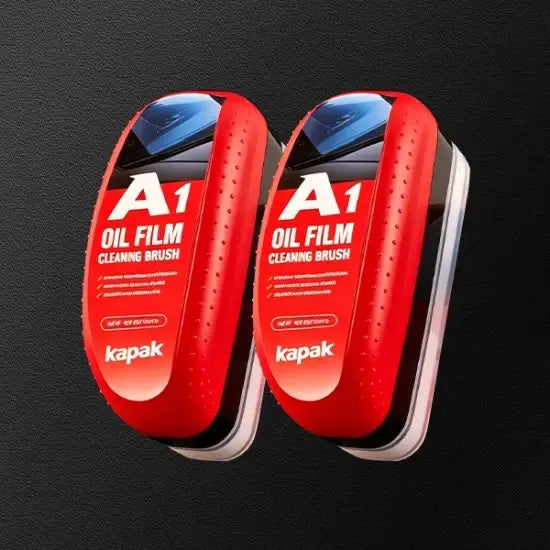 Two pack of Kapak A1 oil film cleaning brush products on dark textured background